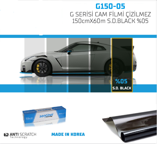 CAM FİLMİ ÇİZİLMEZ 150CMX60M S.B.BLACK SENTİNEL KOD:G150-05