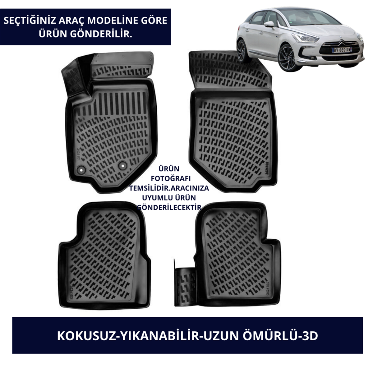 CİTROEN ARAÇLAR-SİYAH3D KAUÇUK PASPAS