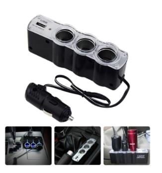 ÇAKMAK ÇOĞALTICI 12V 3LÜ+USB GİRİŞİ KOD:AC-1233