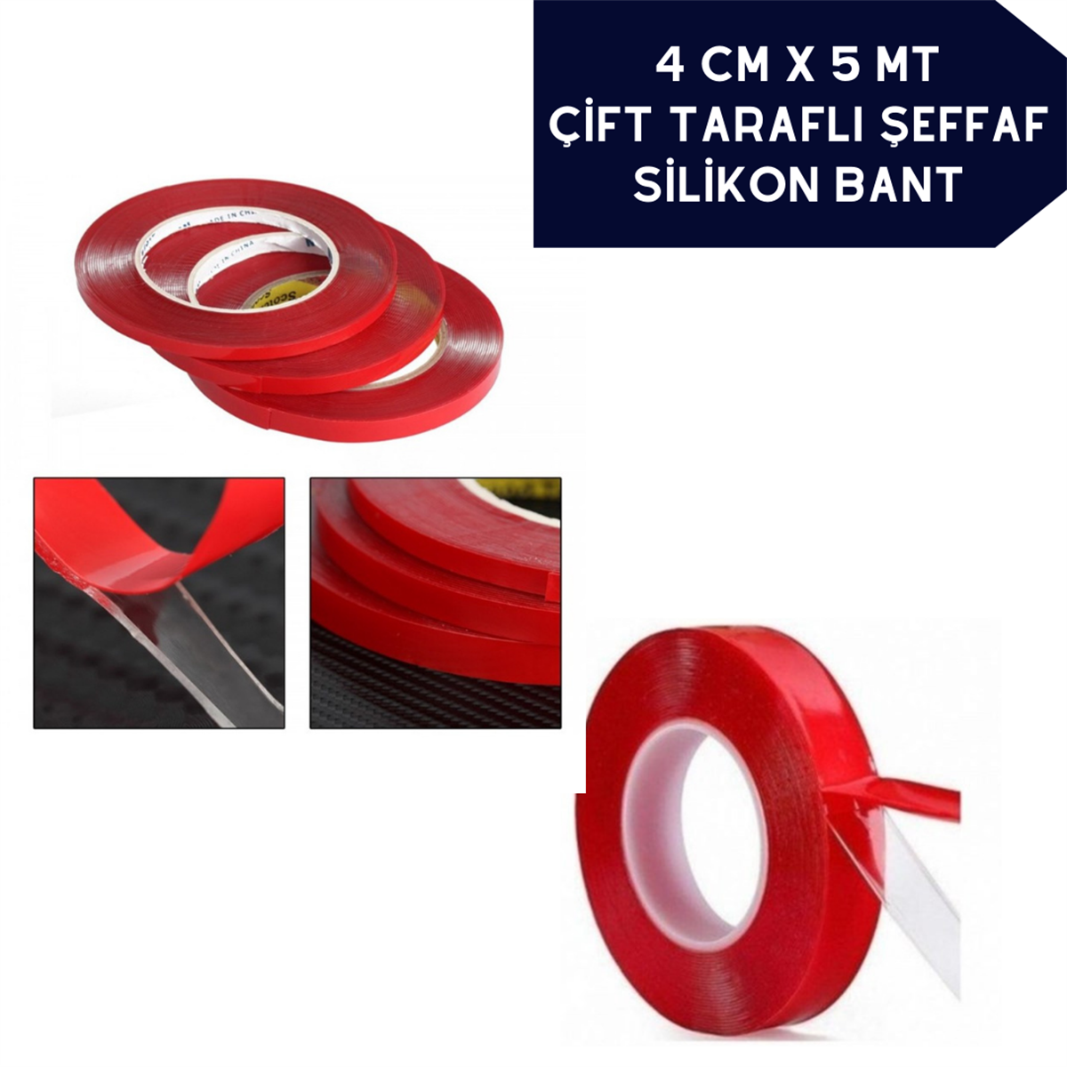 ÇİFT TARAFLI BANT ŞEFFAF SİLİKON 4CM*5MT KOD:6570107