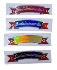 MAŞALLAH-BESMELE-ALLAH KORUSUN HOLOGRAM YAZI 2,5X13 ( 40 LI PAKET ) KOD:1247