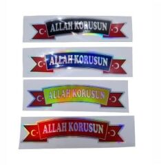 MAŞALLAH-BESMELE-ALLAH KORUSUN HOLOGRAM YAZI 2,5X13 ( 40 LI PAKET ) KOD:1247