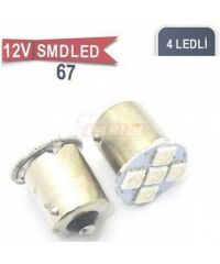 67 AMPUL LED KIRMIZI 12V SMD 4 POWER LED KOD:0403014