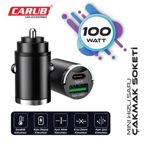 ÇAKMAK ŞARJ SOKETİ MİNİ USB+TYPE C KOD:5901849
