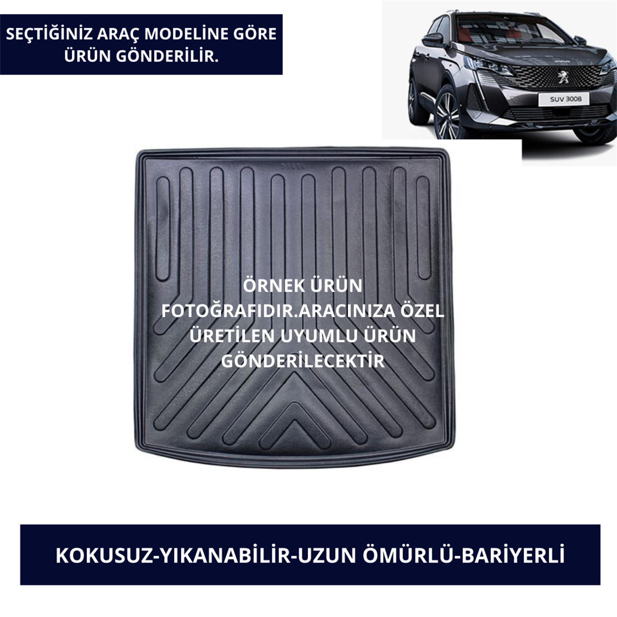 BAGAJ HAVUZU MODELLERİ PEUGEOT ARAÇLAR- SİYAH RENK 2